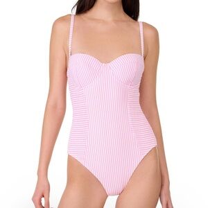 Kate Spade Smocked Underwire One-Piece Swimsuit Small